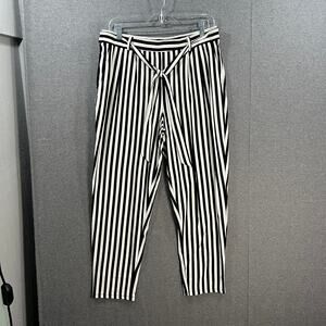 AnyBody Yarn Dued Textured Jersey Tapered Lea Pant with Tie Jet Black Medium